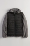 Nordstrom Kids' Convertible Quilted Vest & Zip Hoodie Set In Gray
