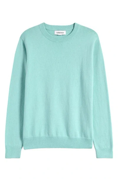 Nordstrom Kids' Cotton & Cashmere Crewneck Sweater In Teal Turquoise