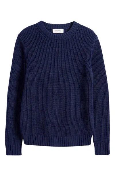 Nordstrom Kids' Cotton Blend Sweater In Navy Peacoat