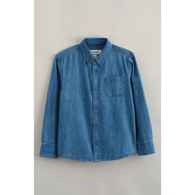 Nordstrom Kids' Cotton Chambray Button-down Shirt In Blue