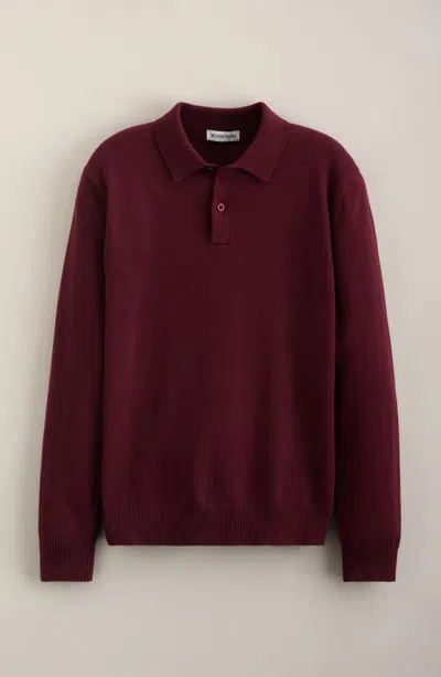 Nordstrom Kids' Cotton Polo Sweater In Burgundy Fig