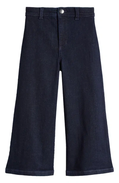 Nordstrom Kids' Crop Wide Leg Jeans In Dark Wash