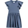 Nordstrom Kids' Double Ruffle Rib Dress In Blue Del Mar Stripe