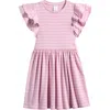 Nordstrom Kids' Double Ruffle Rib Dress In Purple Fragrant Stripe