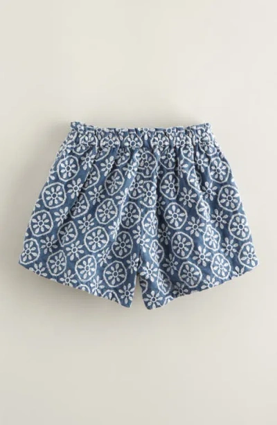 Nordstrom Kids' Embroidered Cotton Shorts In Blue