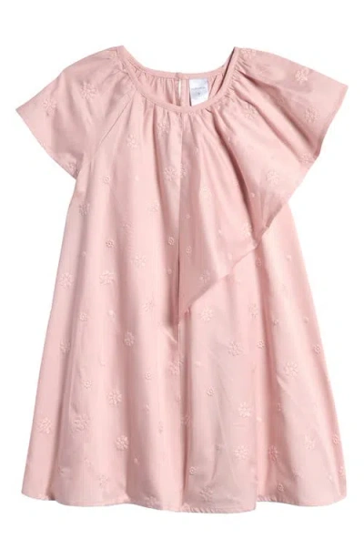 Nordstrom Kids' Embroidered Ruffle Cotton Dress In Pink Lotus