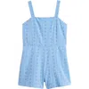 Nordstrom Kids' Eyelet Cotton Romper In Blue Frozen