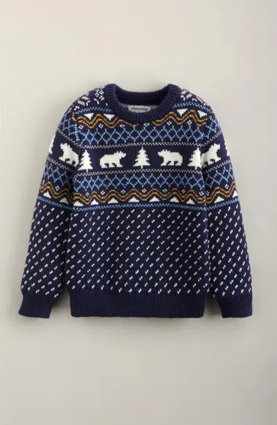 Nordstrom Kids' Fair Isle Patterned Sweater In Navy Peacoat Forest Fairisle