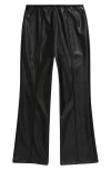 Nordstrom Kids' Faux Leather Crop Flare Pants In Black