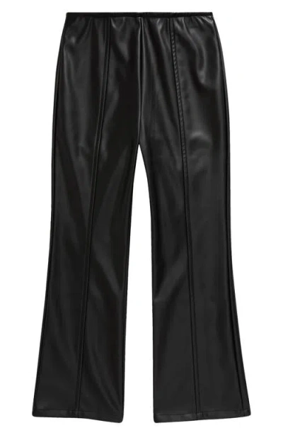 Nordstrom Kids' Faux Leather Crop Flare Pants In Black