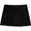 Nordstrom Kids' Faux Leather Wrap Front Skort In Black