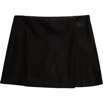 Nordstrom Kids' Faux Leather Wrap Front Skort In Black