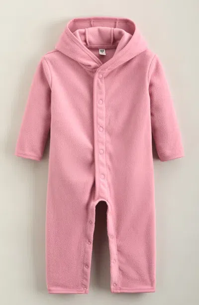 Nordstrom Babies'  Kids' Fleece Hooded Romper In Pink