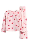 Nordstrom Kids' Fleece Two-piece Pajamas In Pink Rosefinch Heart Toss