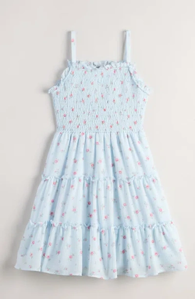 Nordstrom Kids' Floral Cotton Blend Sundress In Blue