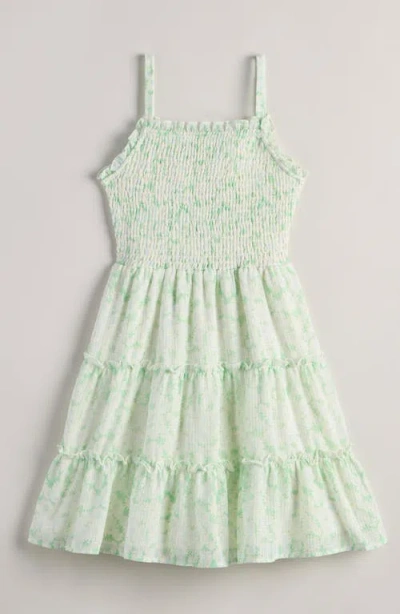 Nordstrom Kids' Floral Cotton Blend Sundress In Green