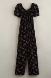Nordstrom Kids' Floral Jumpsuit In Black