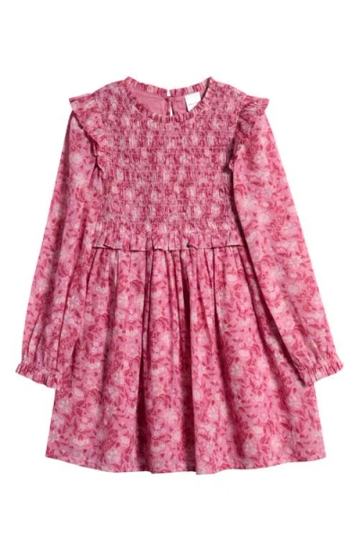 Nordstrom Kids' Floral Metallic Thread Long Sleeve Dress In Purple Victoria Lizzie Brocade