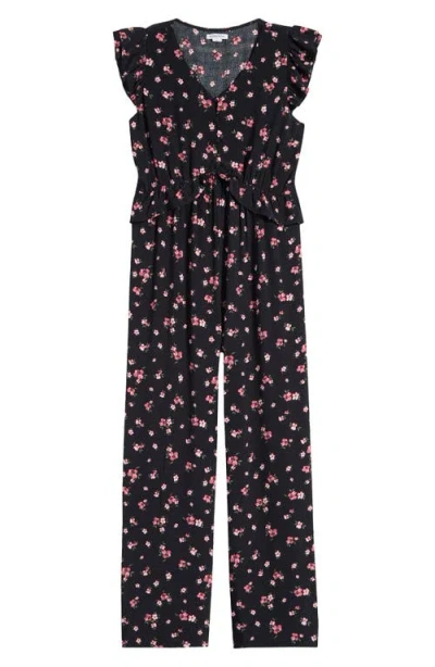 Nordstrom Kids' Floral Ruffle Jumpsuit In Black- Multi Amelie Floral
