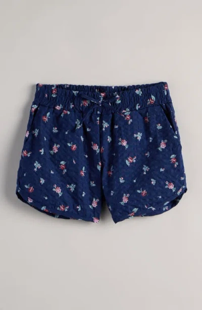 Nordstrom Kids' Floral Seersucker Drawstring Shorts In Blue