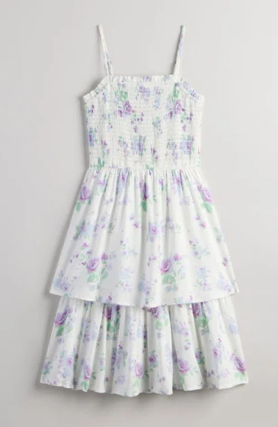 Nordstrom Kids' Floral Smocked Tiered Midi Dress In Multi