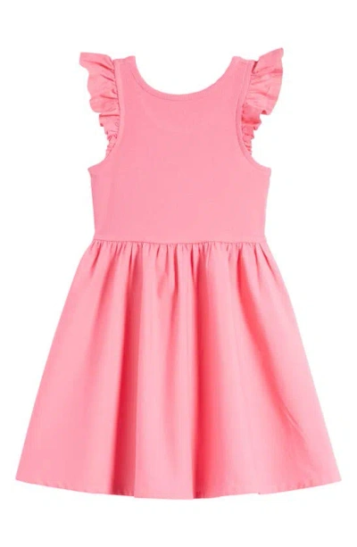 Nordstrom Kids' Flutter Sleeve Cotton Dress In Pink Sunset