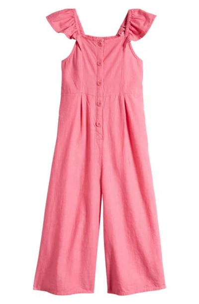 Nordstrom Kids' Flutter Sleeve Cotton Romper In Pink Sunset