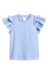 Nordstrom Kids' Flutter Sleeve Cotton T-shirt In Blue Windsurfer