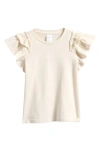Nordstrom Kids' Flutter Sleeve Cotton T-shirt In Ivory Egret