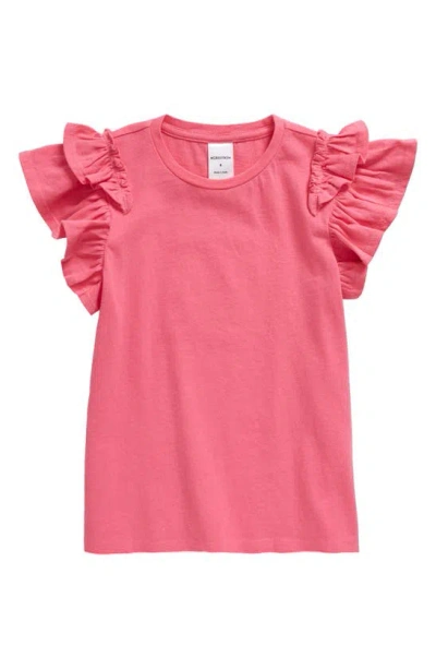 Nordstrom Kids' Flutter Sleeve Cotton T-shirt In Pink Sunset