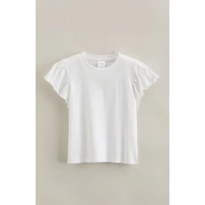 Nordstrom Kids' Flutter Sleeve Cotton T-shirt In White