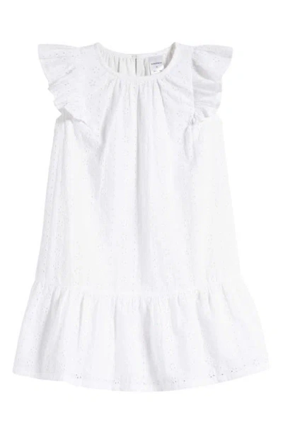Nordstrom Kids' Flutter Sleeve Eyelet Party Dress In White