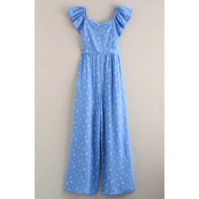 Nordstrom Kids' Flutter Sleeve Jumpsuit In Blue
