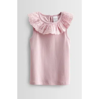 Nordstrom Kids' Frill Rib Tank In Purple Fragrant