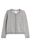 Nordstrom Kids' Heart Jacquard Cotton Cardigan In Grey- Pink Sweet Hearts