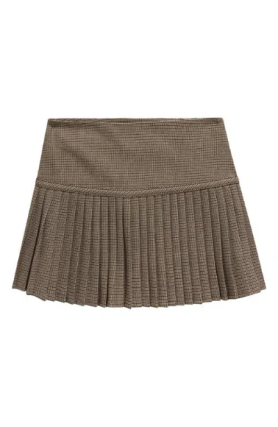 Nordstrom Kids' Houndstooth Pleated Skirt In Tan Micro Houndstooth