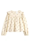 Nordstrom Kids' Lace Trim Ruffle Top In Ivory Egret Daisy Tile