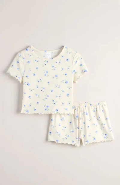 Nordstrom Kids' Lettuce Edge Shorts Pajamas In White