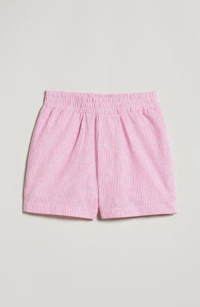 Nordstrom Kids' Linen & Cotton Shorts In Pink Boss Nova Stripe