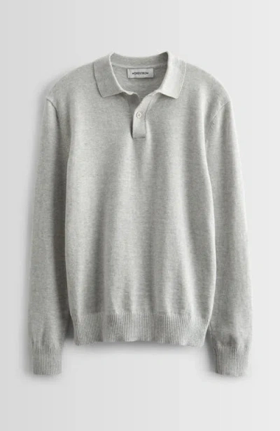 Nordstrom Kids' Long Sleeve Cotton Polo Sweater In Grey Lt Heather