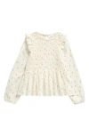 Nordstrom Kids' Long Sleeve Smocked Top In Ivory Egret Diamond Geo