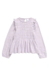 Nordstrom Kids' Long Sleeve Smocked Top In Purple Petal Play Stripe