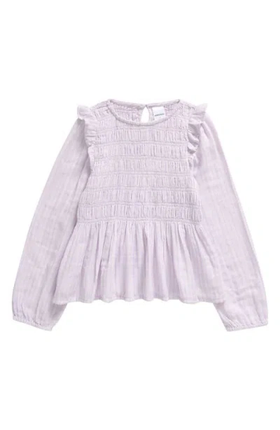 Nordstrom Kids' Long Sleeve Smocked Top In Purple Petal Play Stripe