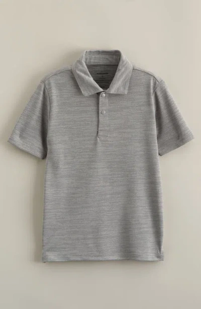 Nordstrom Kids' Mélange Piqué Knit Performance Polo In Gray