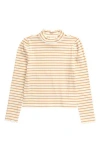 Nordstrom Kids' Metallic Mock Neck Top In Ivory Egret- Gold Luxe Stripe