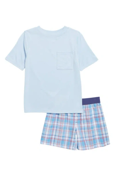 Nordstrom Kids' Pajama T-shirt & Shorts Set In Blue Windsurfer- Blue Plaid