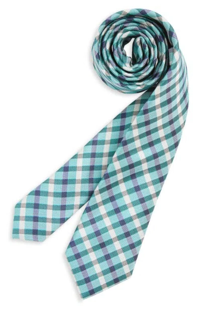 Nordstrom Kids' Palo Alto Check Silk Blend Neck Tie In Palo Alto Aqua