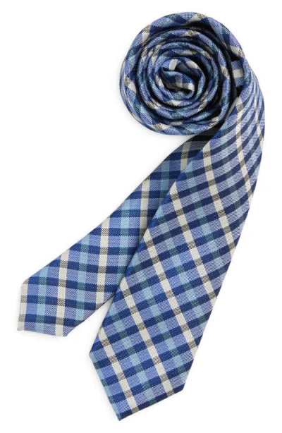 Nordstrom Kids' Palo Alto Check Silk Blend Neck Tie In Palo Alto Royal Blue