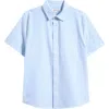 Nordstrom Kids' Patterned Short Sleeve Cotton Button-up Shirt In Blue Windsurfer Pin Stripe
