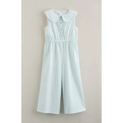 Nordstrom Kids' Peter Pan Collar Cotton Seersucker Jumpsuit In Blue